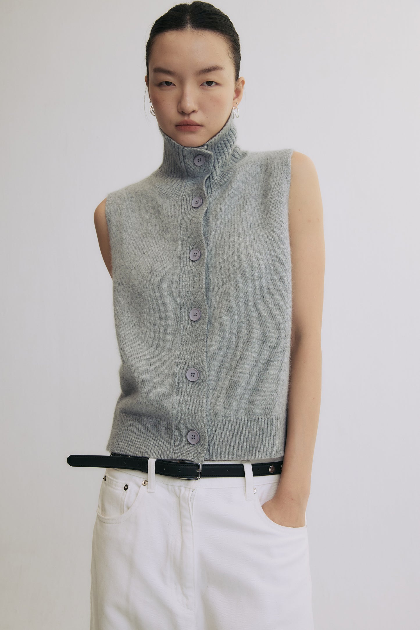 Wool-Blend Cardigan Vest