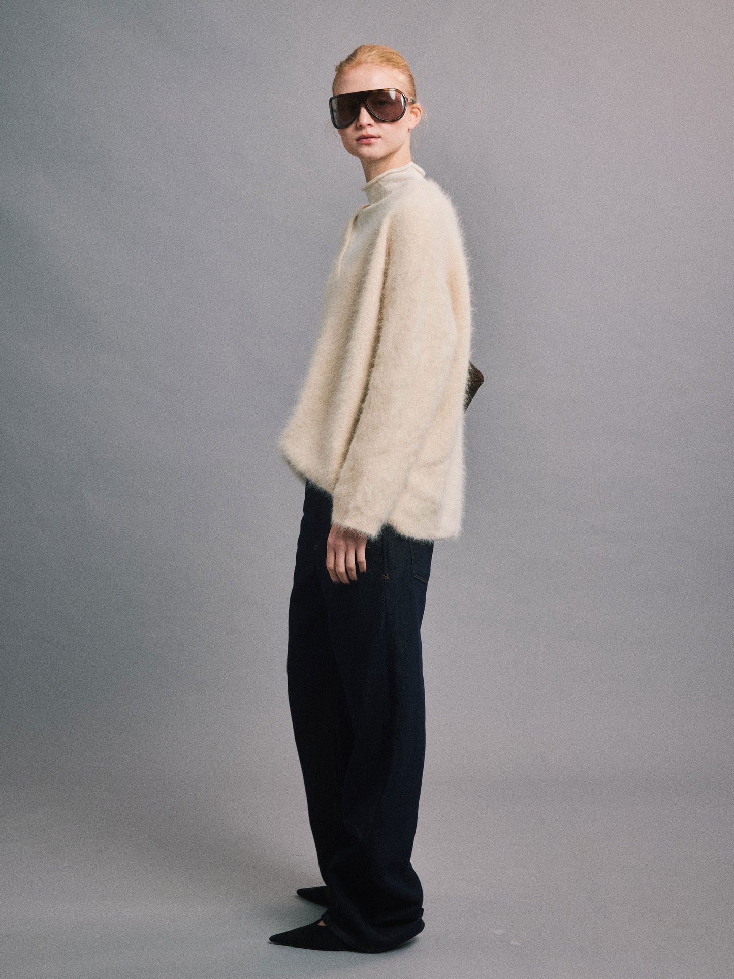 Afternoon Library Brushed Cashmere Layered Mock-Neck Sweater