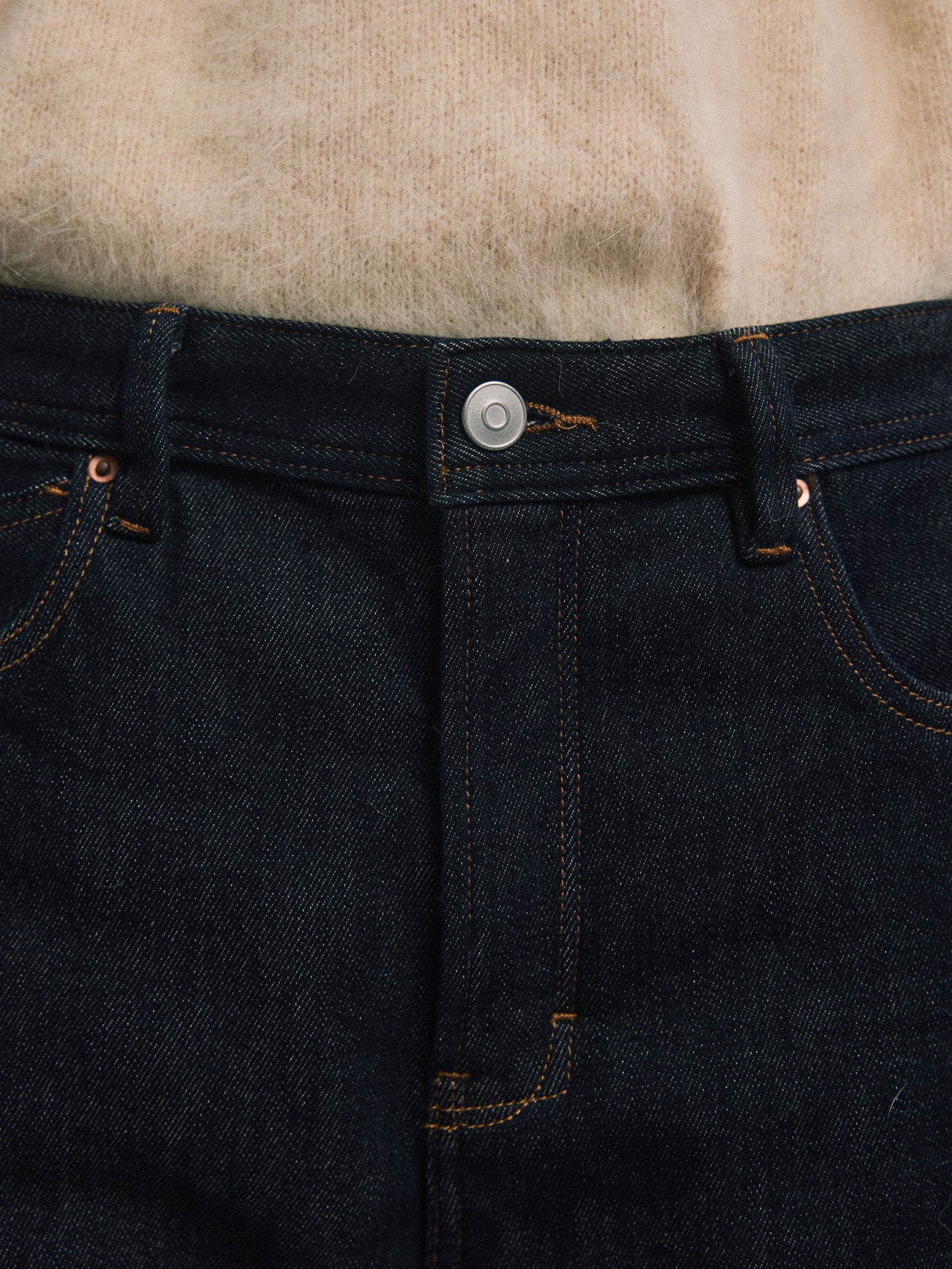 Black Gold Raw Denim Straight Jeans (Fleece-Lined)