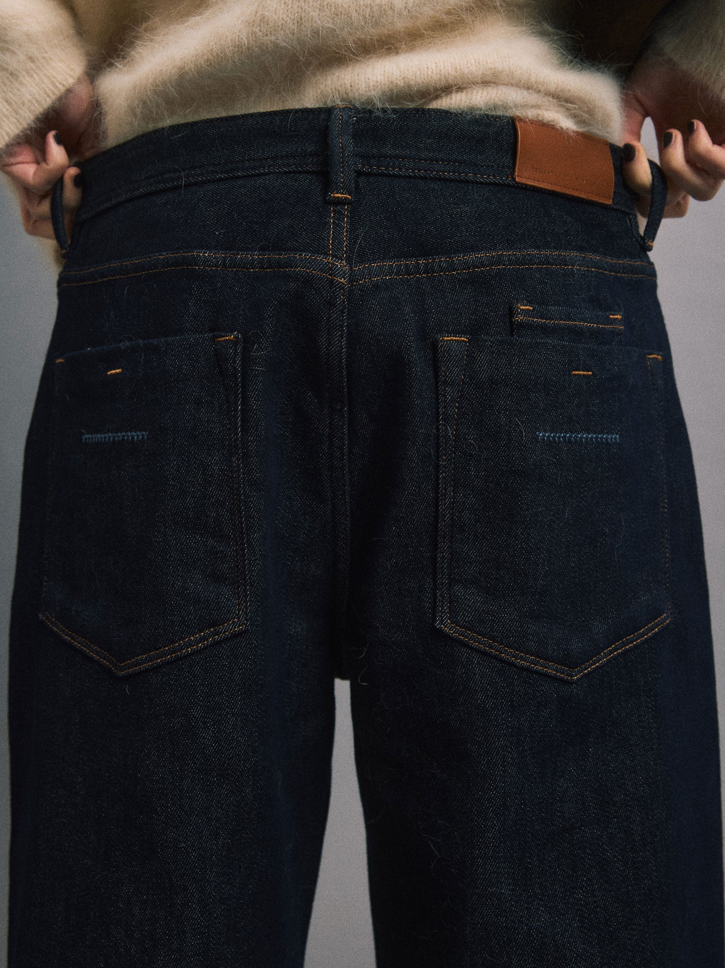 Black Gold Raw Denim Straight Jeans (Fleece-Lined)