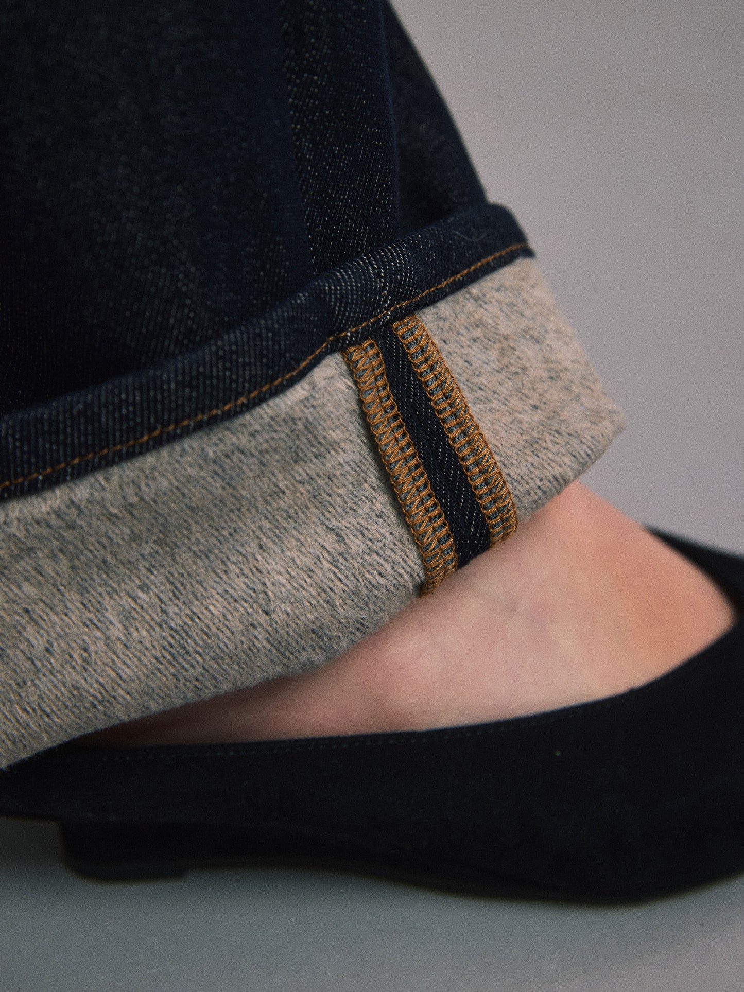 Black Gold Raw Denim Straight Jeans (Fleece-Lined)