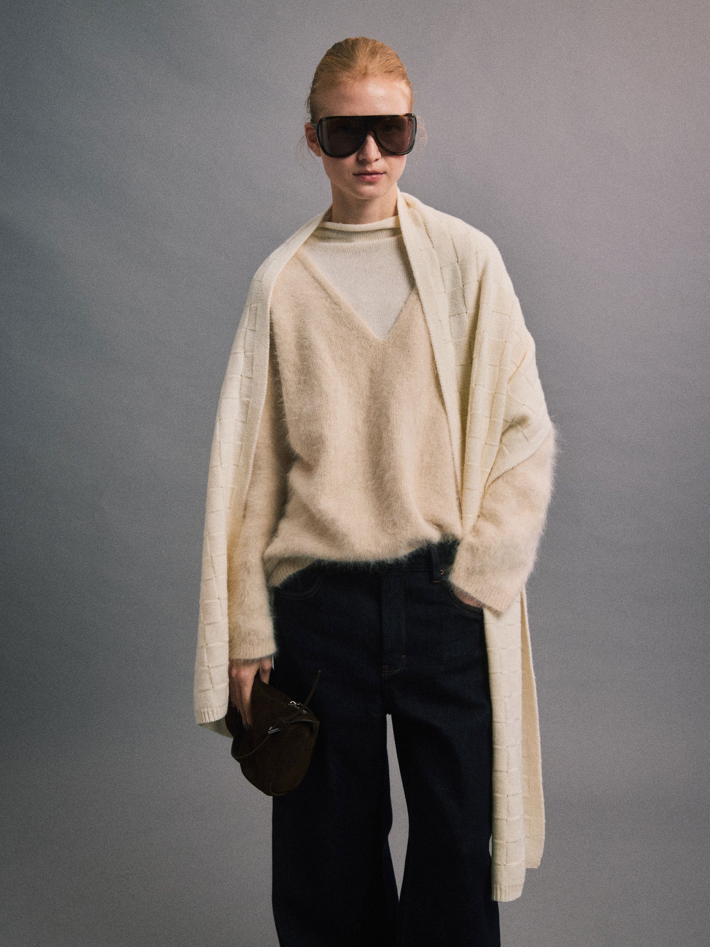 Afternoon Library Brushed Cashmere Layered Mock-Neck Sweater