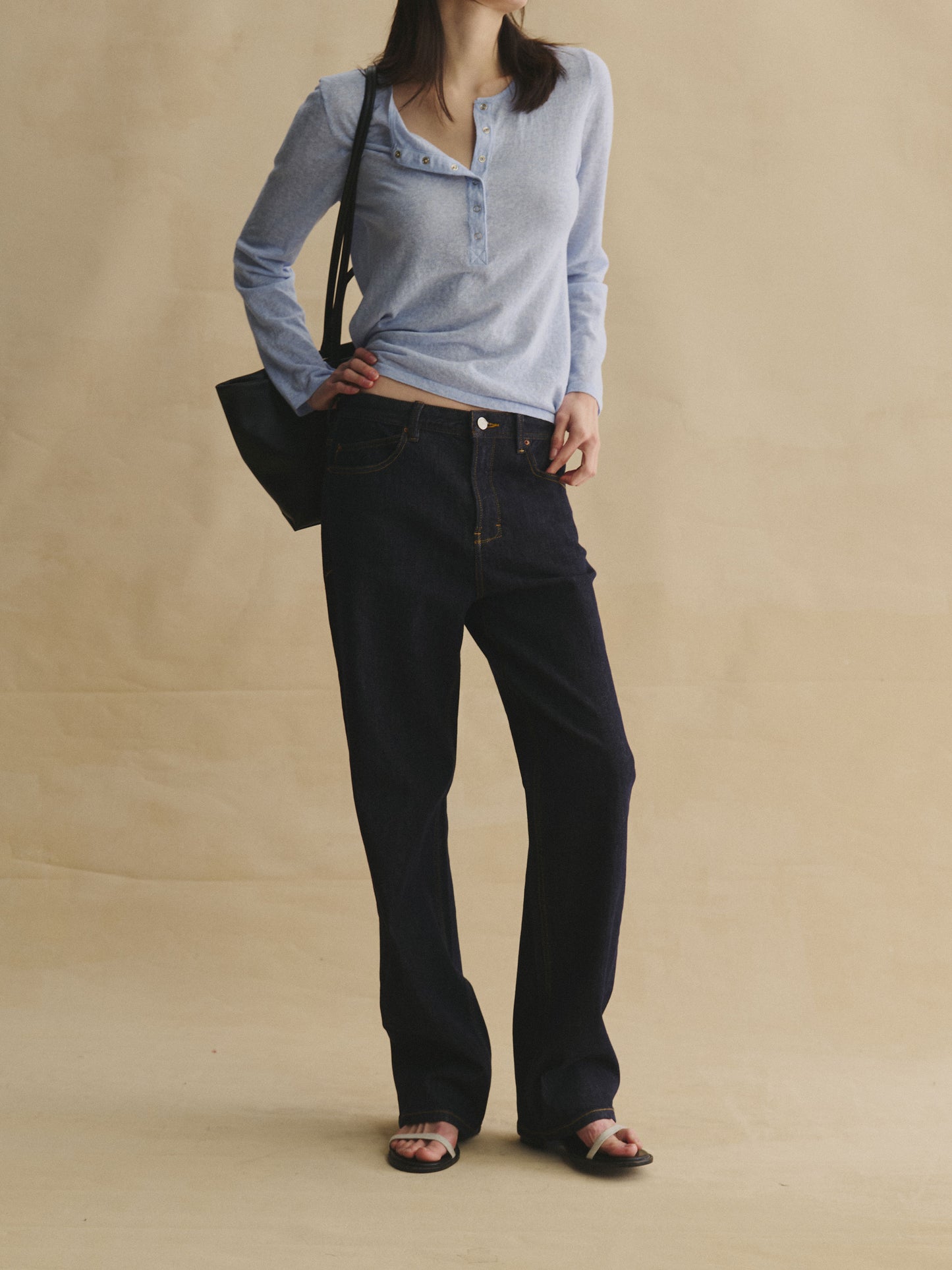 Black & Gold Straight-Leg Jeans