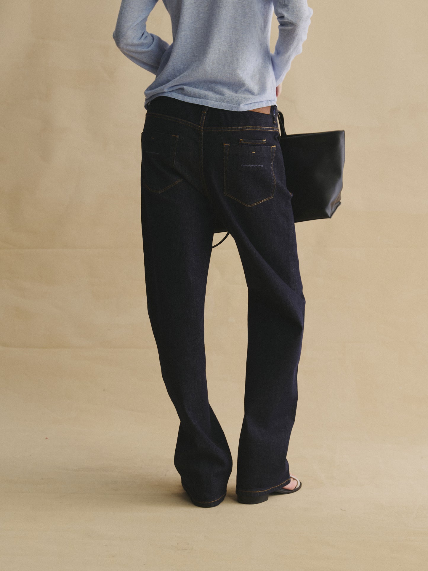 Black & Gold Straight-Leg Jeans