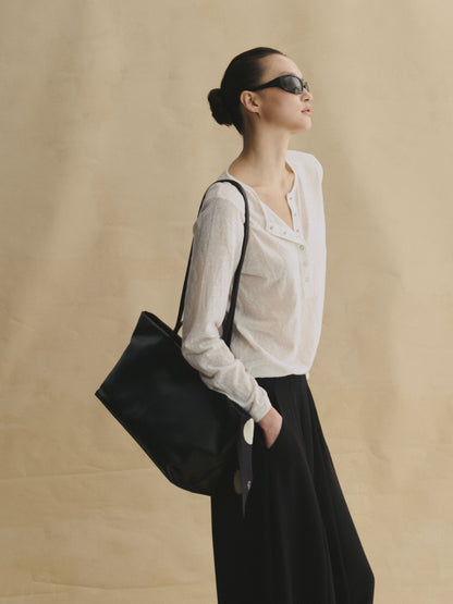 Linen-Blend Henley Tee