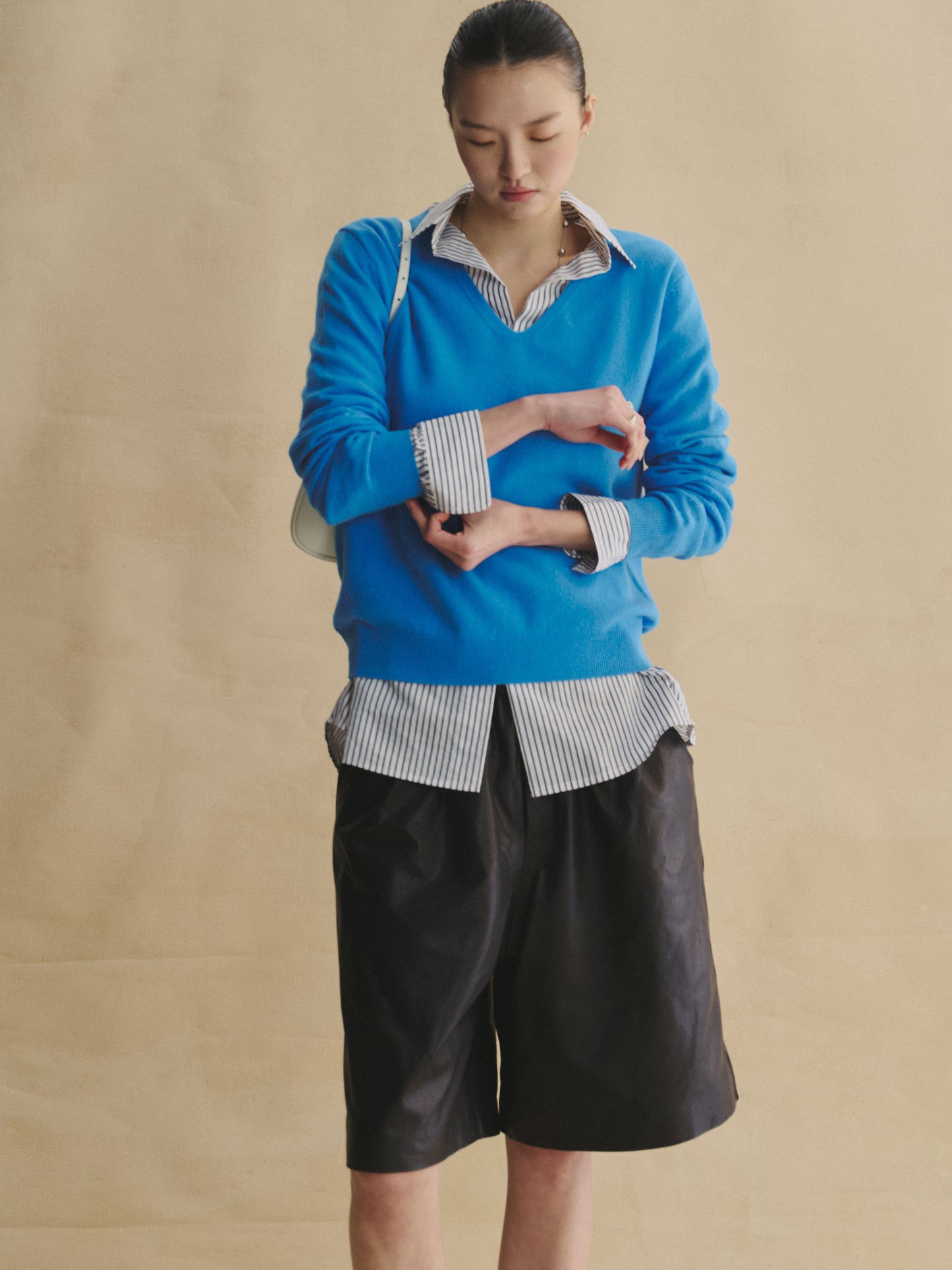 「曠野調色盤」美利奴羊毛 V 領針織衫