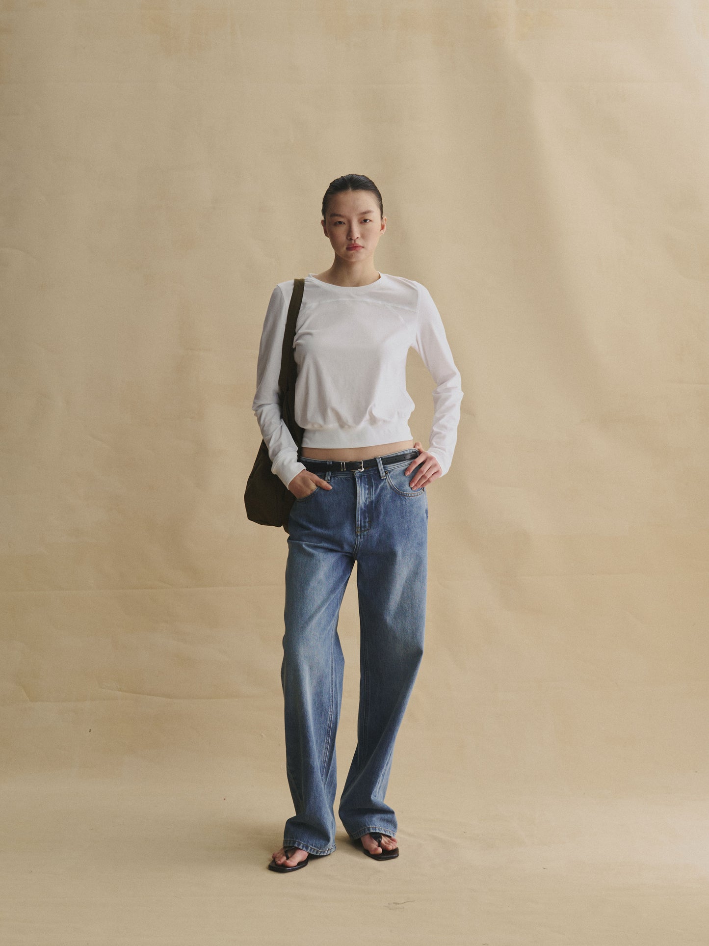 Black & Gold Straight-Leg Jeans