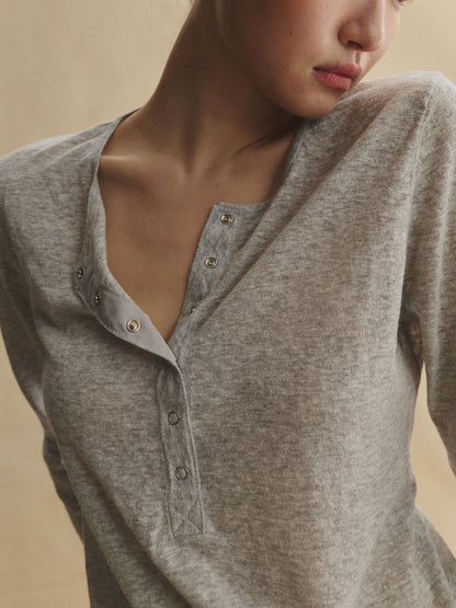 Linen-Blend Henley Tee