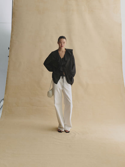 Lustrous Romantic Ruffle Blouse