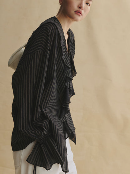 Lustrous Romantic Ruffle Blouse