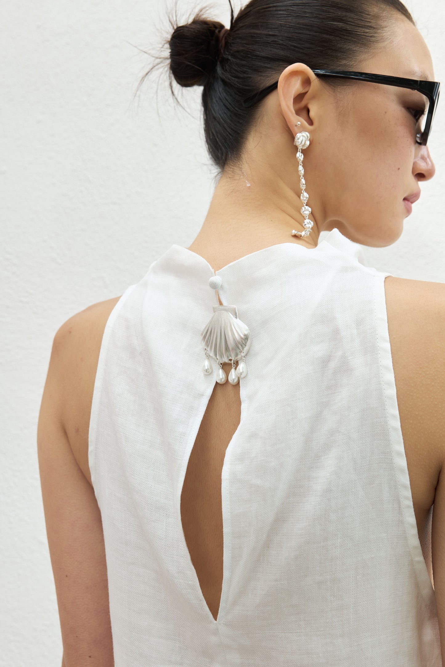 「卡布里約會」苎麻蕩領連衣裙