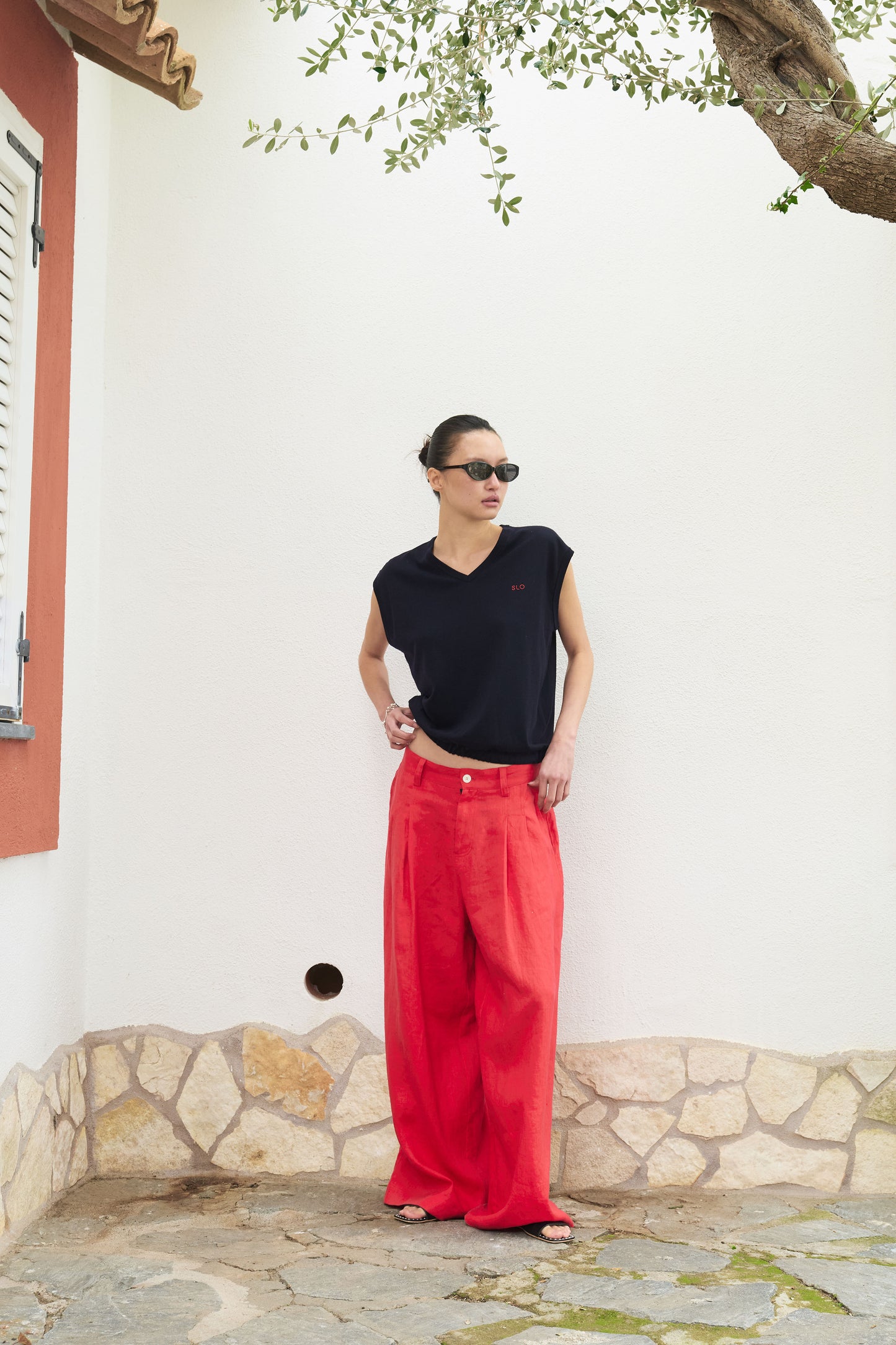 Breath Linen Wide-Leg Pants