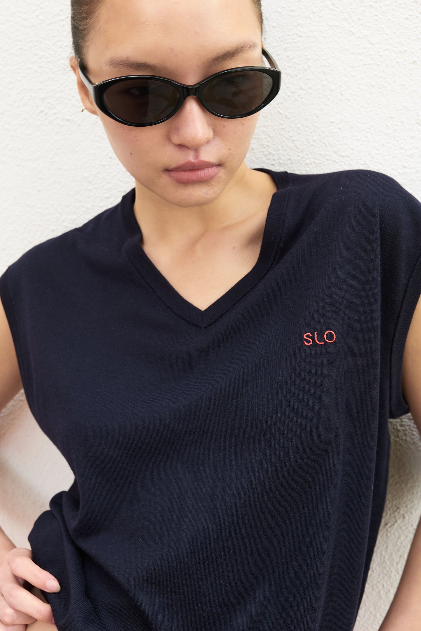 Black acetate sunglasses with CR-39 resin lenses by SLO
