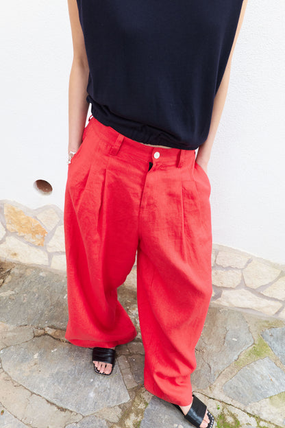 Breath Linen Wide-Leg Pants