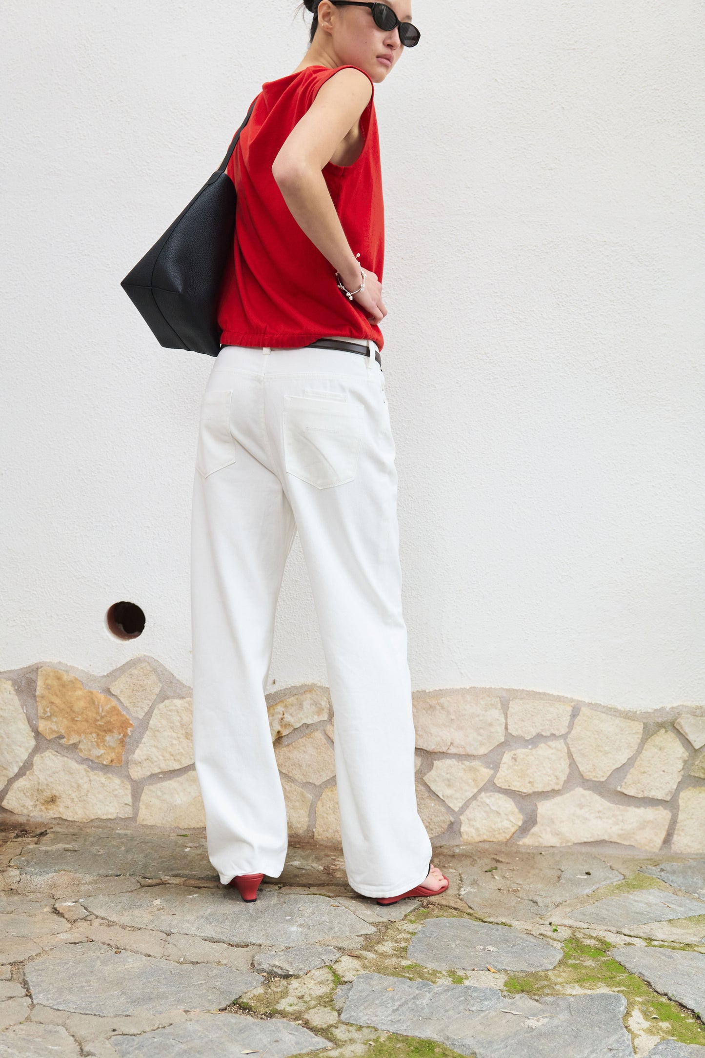 Black & Gold Straight-Leg Jeans