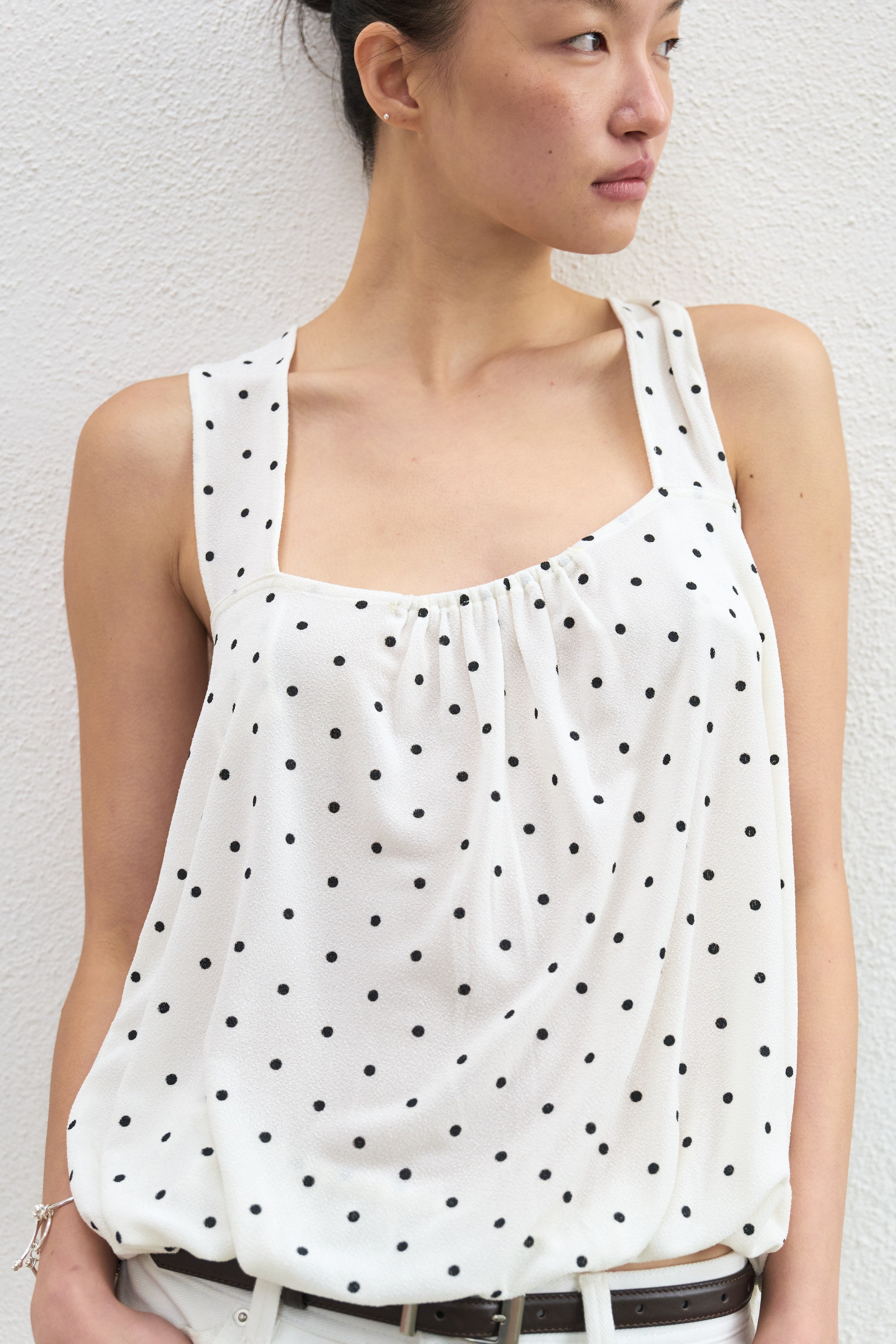 トップス 3D embroidery dot camisole Sunset Cinema Polka Dot Camisole | Minimalist Vintage Camisole | SLO