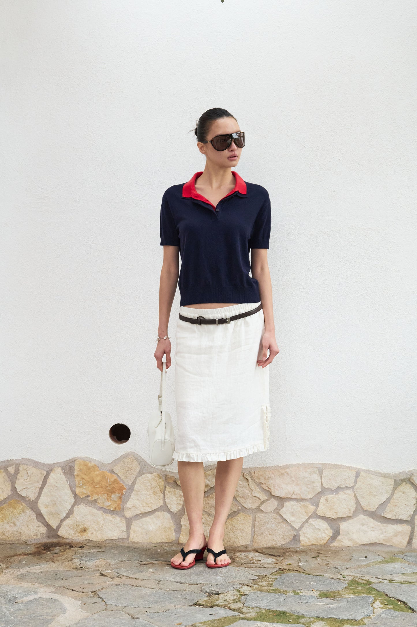 90s Narrative Layered Polo Knit