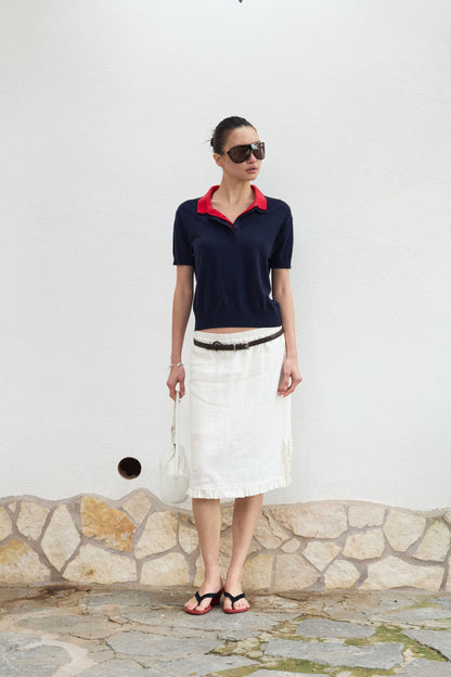 90s Narrative Layered Polo Knit