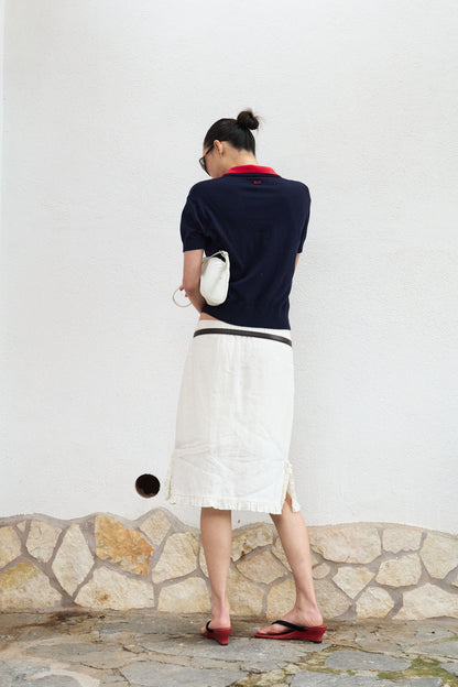 90s Narrative Layered Polo Knit