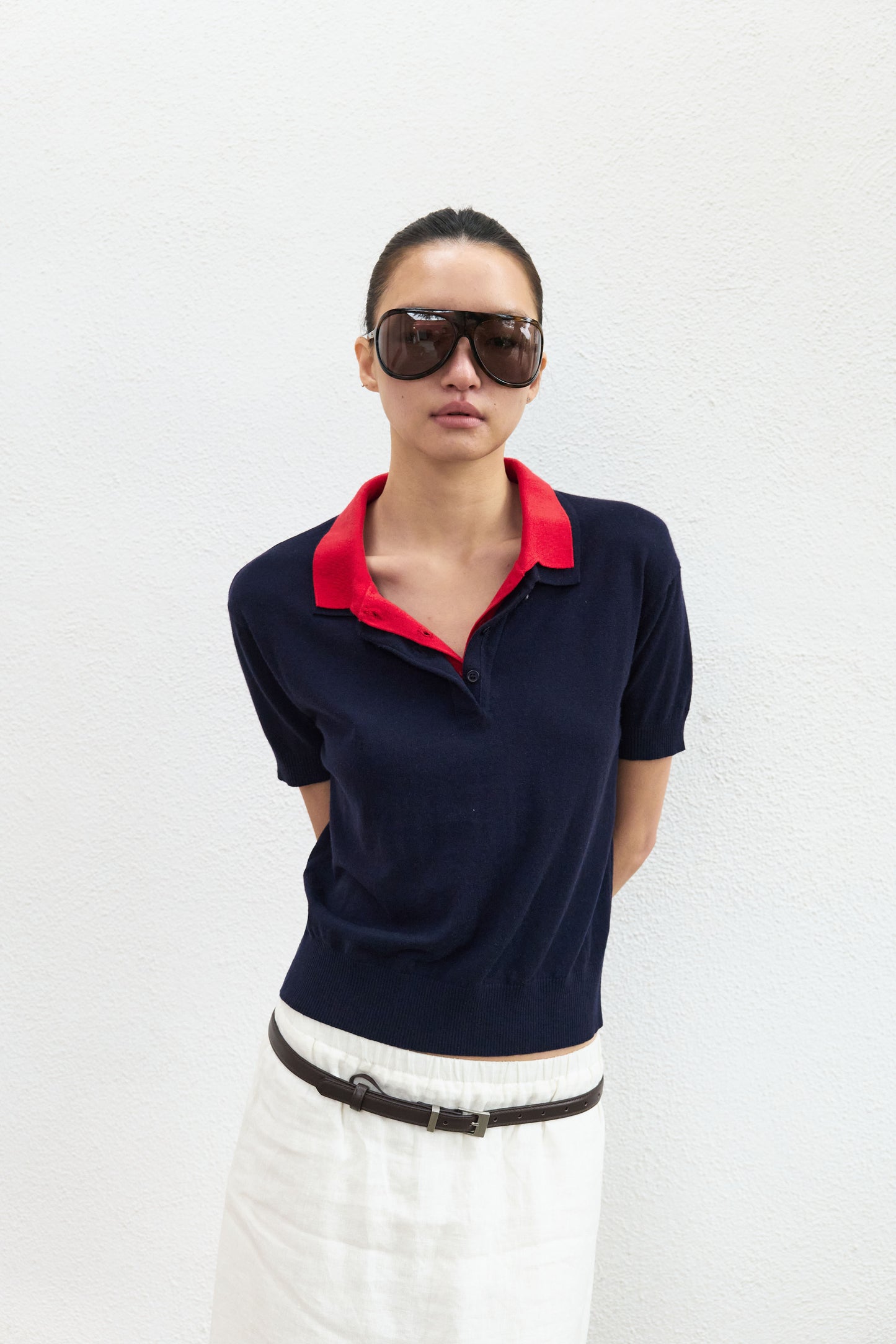90s Narrative Layered Polo Knit