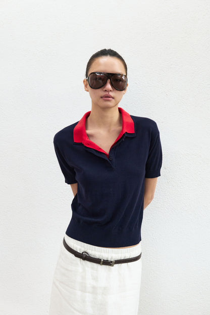 90s Narrative Layered Polo Knit