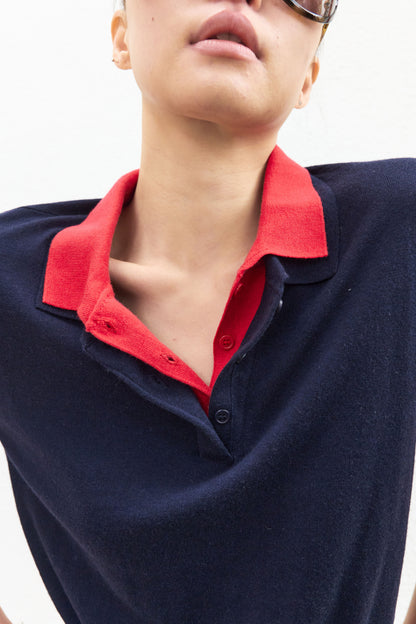 90s Narrative Layered Polo Knit