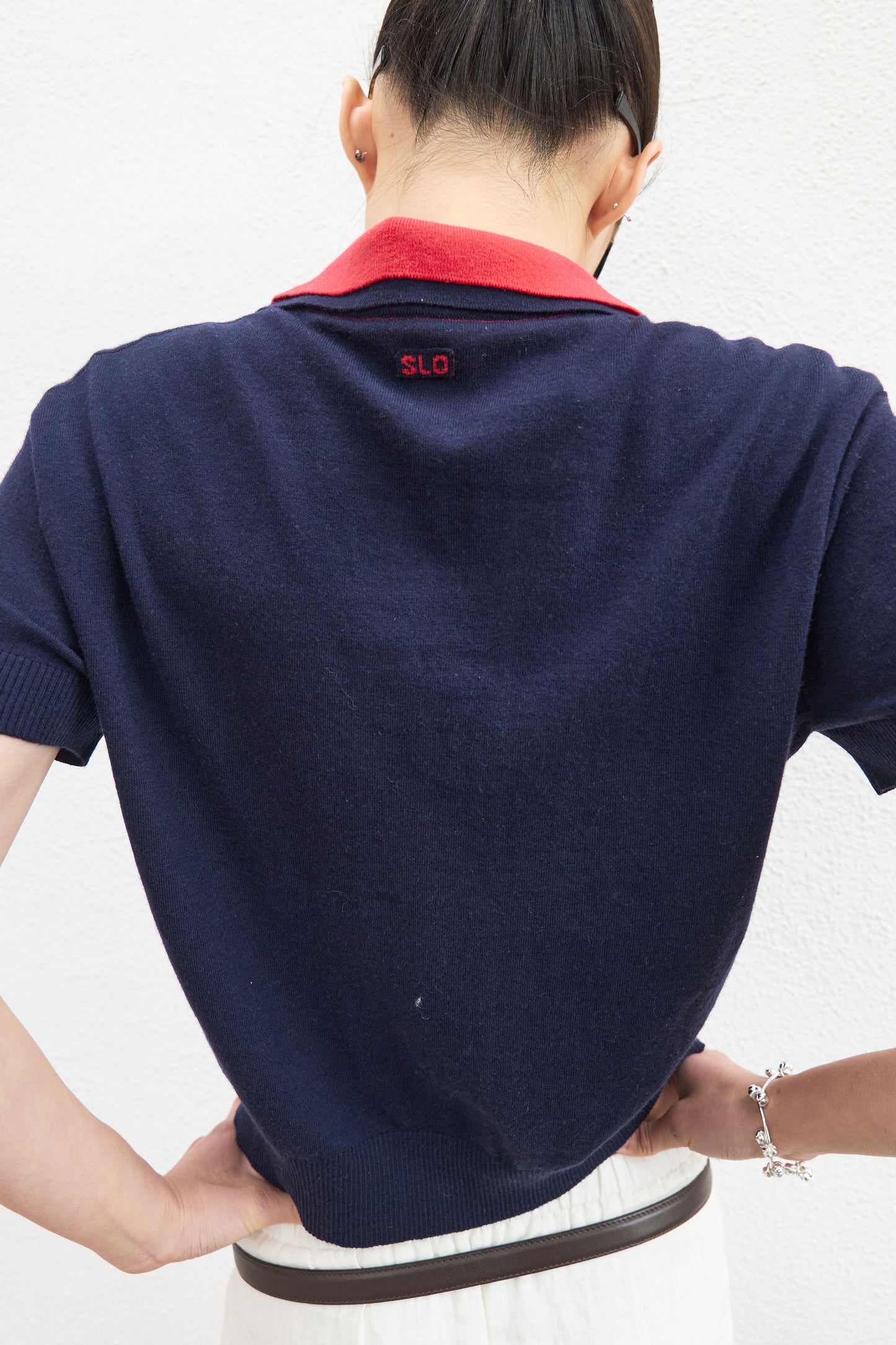 90s Narrative Layered Polo Knit