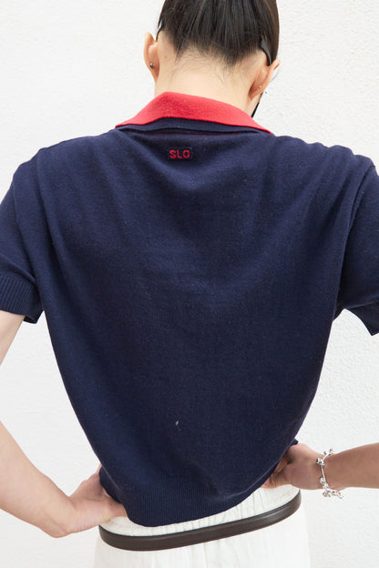 90s Narrative Layered Polo Knit