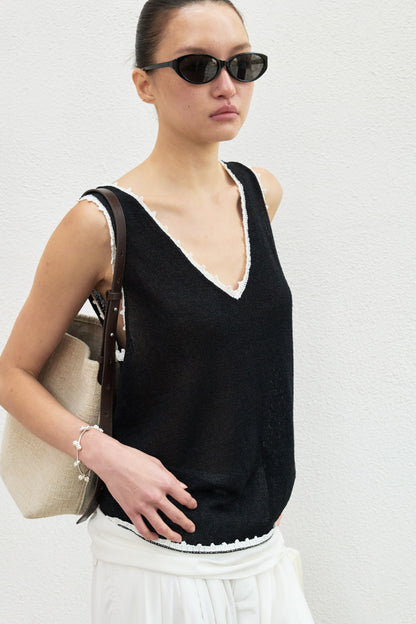 Paper Yarn Crochet-Trim Vest