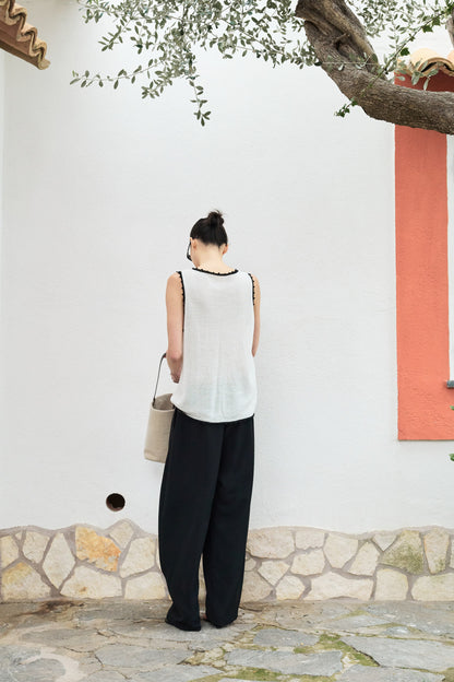Paper Yarn Crochet-Trim Vest