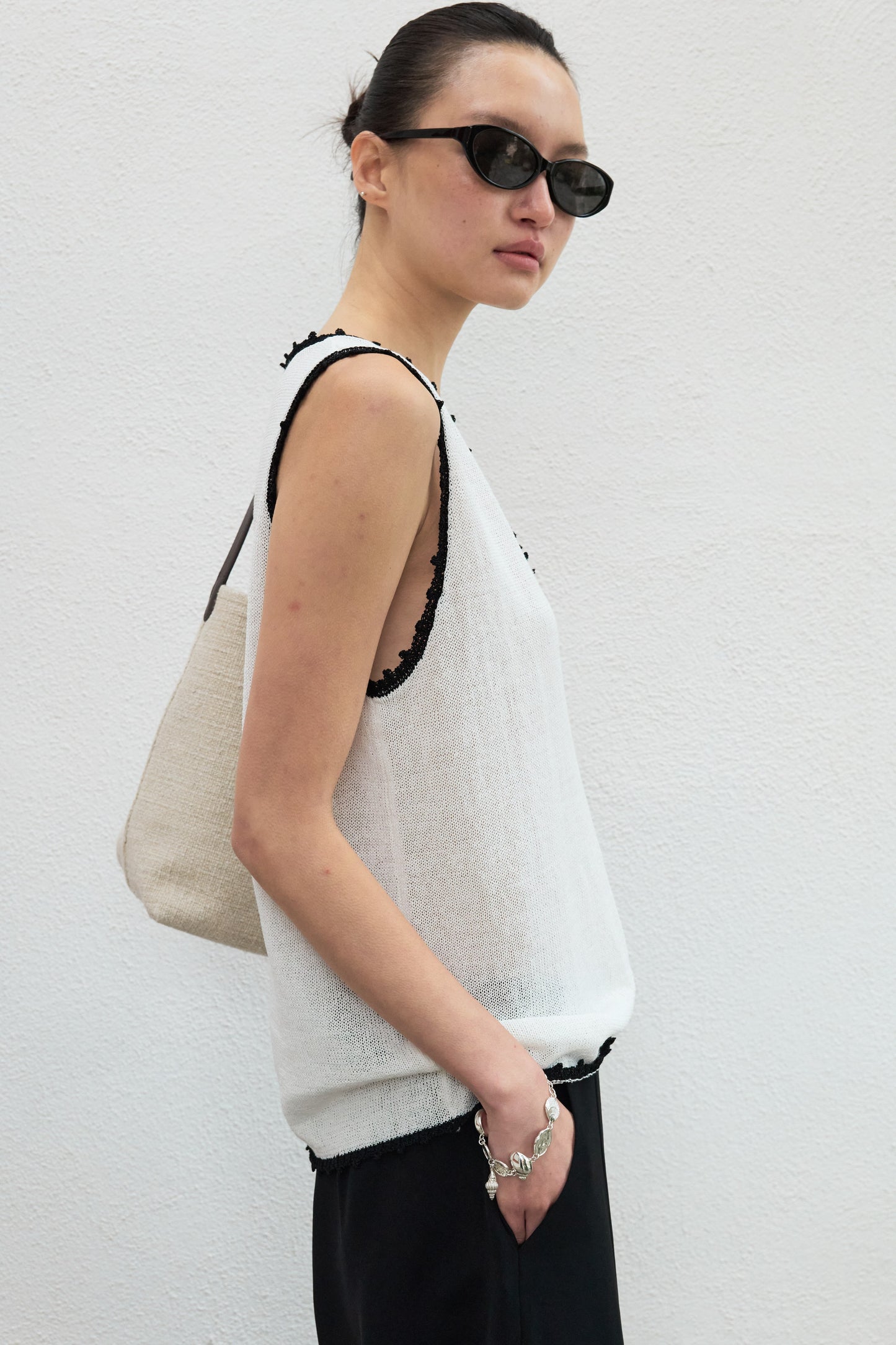 Paper Yarn Crochet-Trim Vest