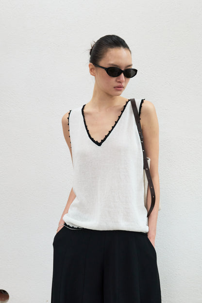 Paper Yarn Crochet-Trim Vest