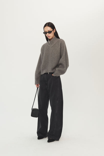 Winter Haze Stand-Collar Cardigan Jacket