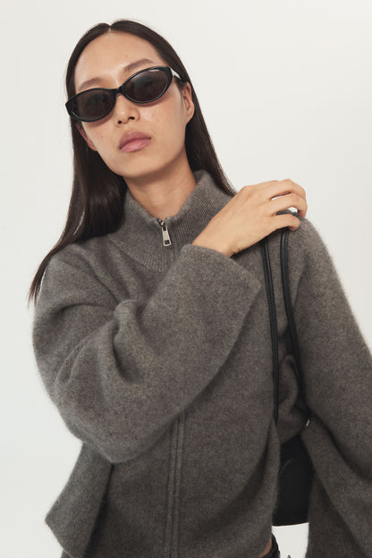Winter Haze Stand-Collar Cardigan Jacket