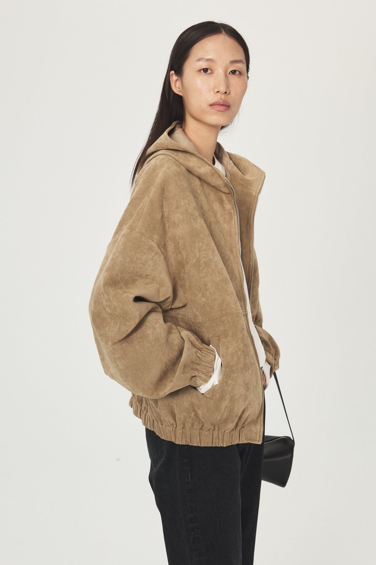 Songbook Faux Suede Hooded Jacket