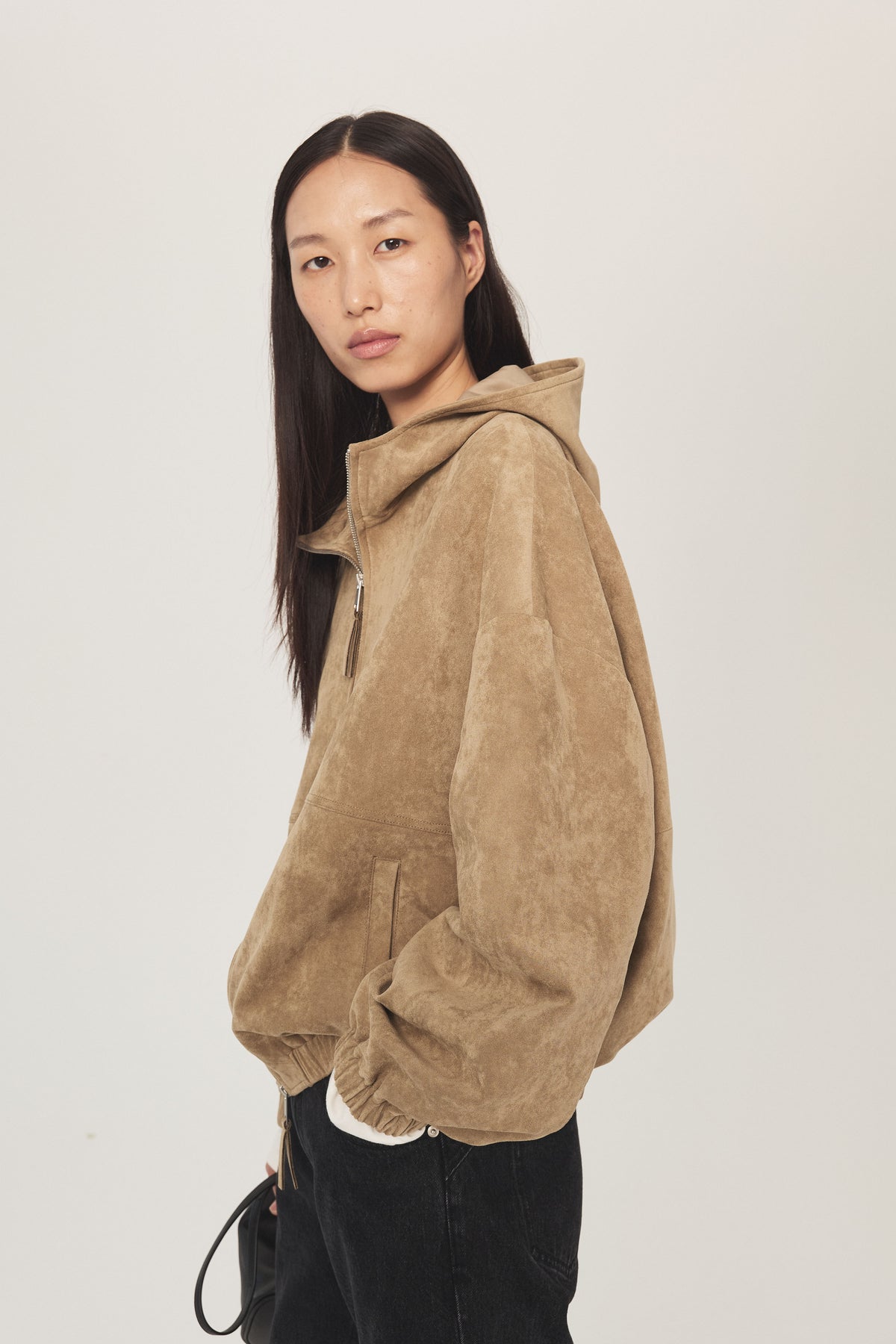 Songbook Faux Suede Hooded Jacket