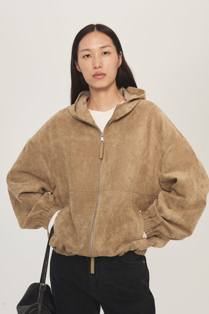 Songbook Faux Suede Hooded Jacket