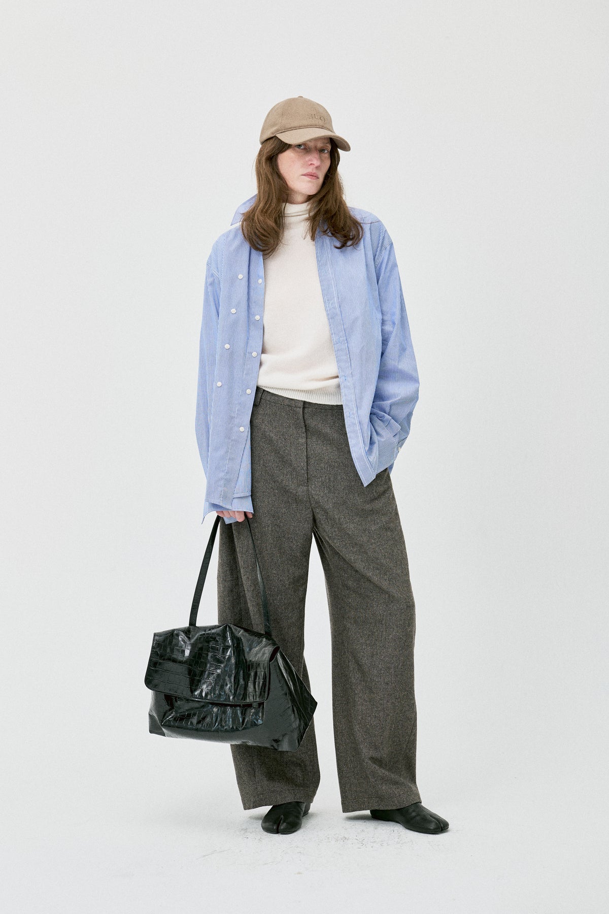Deconstructed Curved Wool Trousers