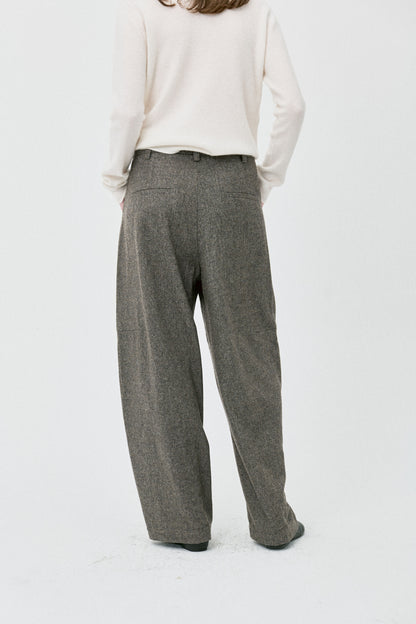 Deconstructed Curved Wool Trousers