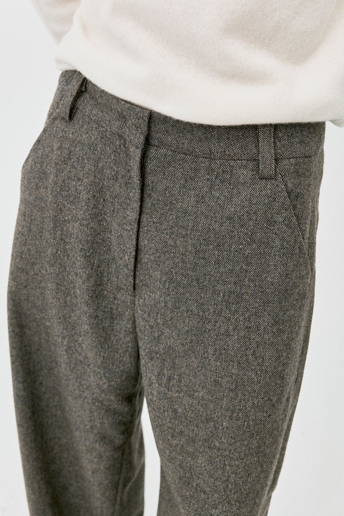Deconstructed Curved Wool Trousers