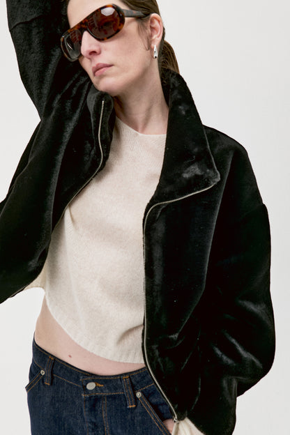 Obsidian Glow Faux Fur Jacket