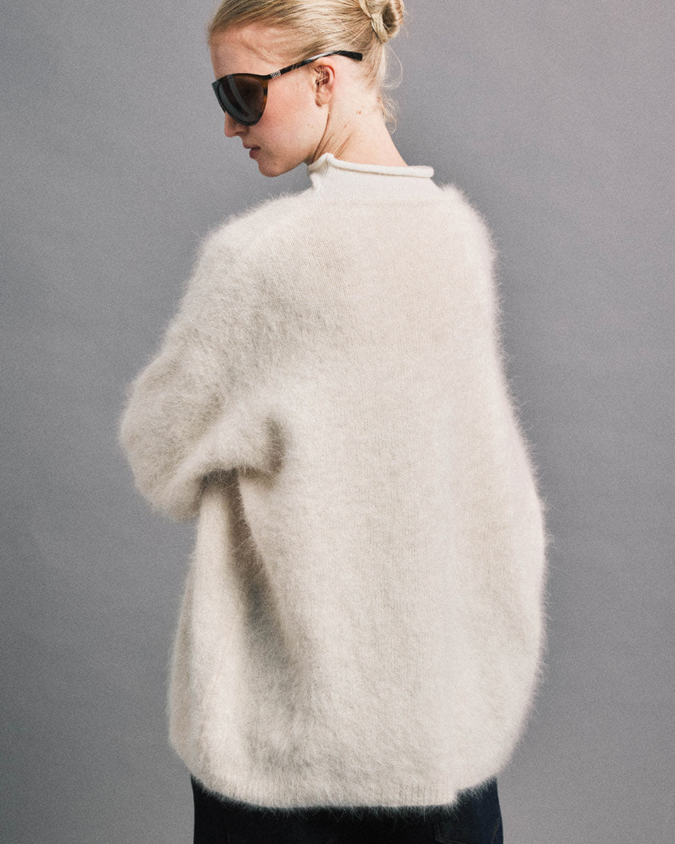 「午後書館」山羊絨拉絨假兩件高領毛衣