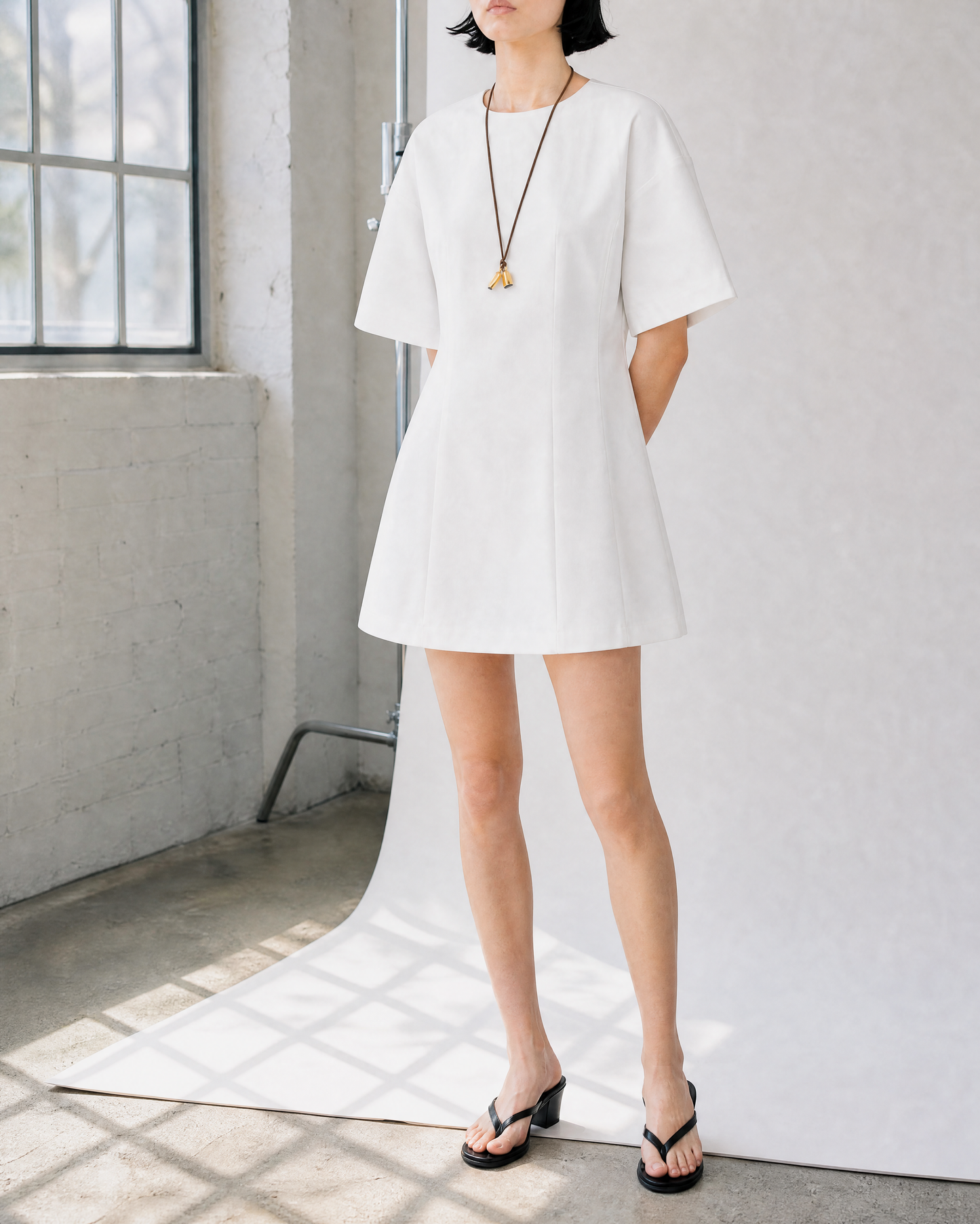 Sculpted Cotton A-Line Dress