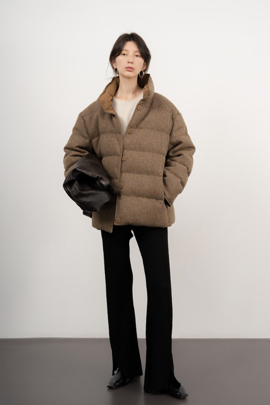 Funnel-Neck Wool Jacket