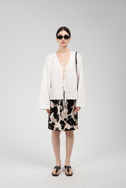 Lace appliqué blouse