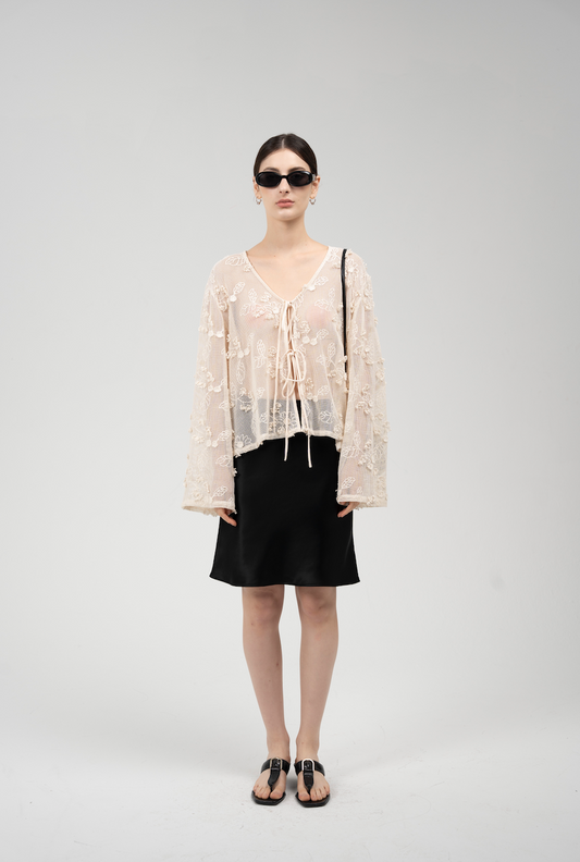 Lace appliqué blouse