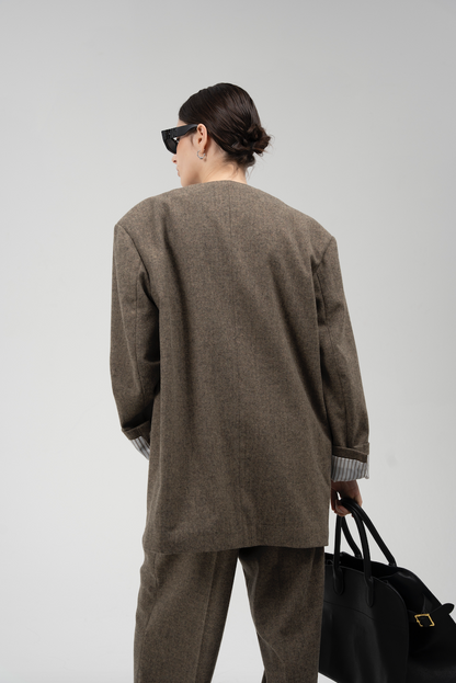 廓形羊毛混紡西裝外套