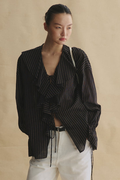Lustrous Romantic Ruffle Blouse
