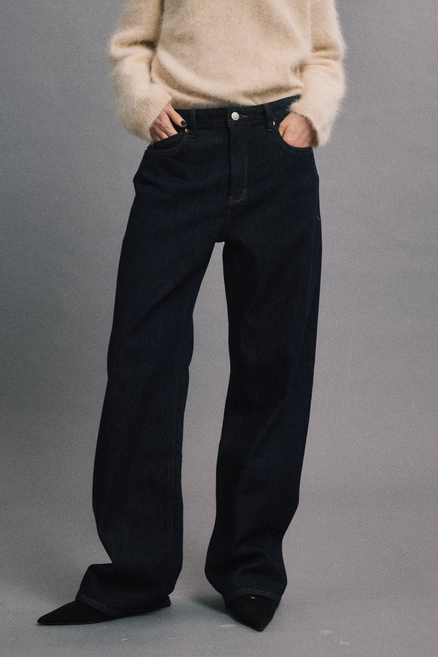 Black Gold Raw Denim Straight Jeans (Fleece-Lined)