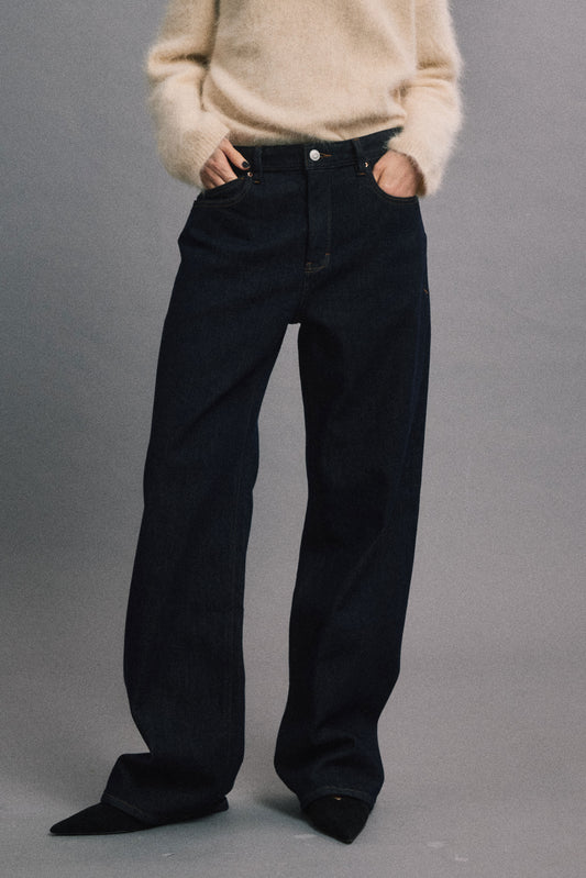 Black Gold Raw Denim Straight Jeans (Fleece-Lined)